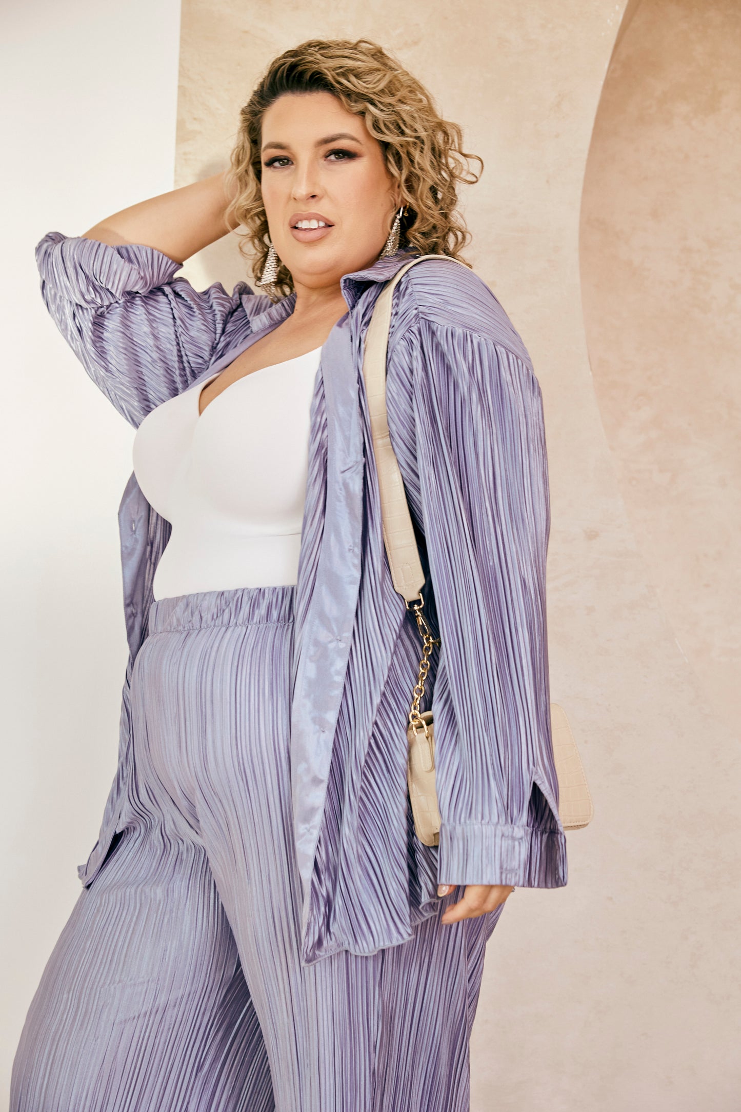 Paula Plisse Pant in Lilac