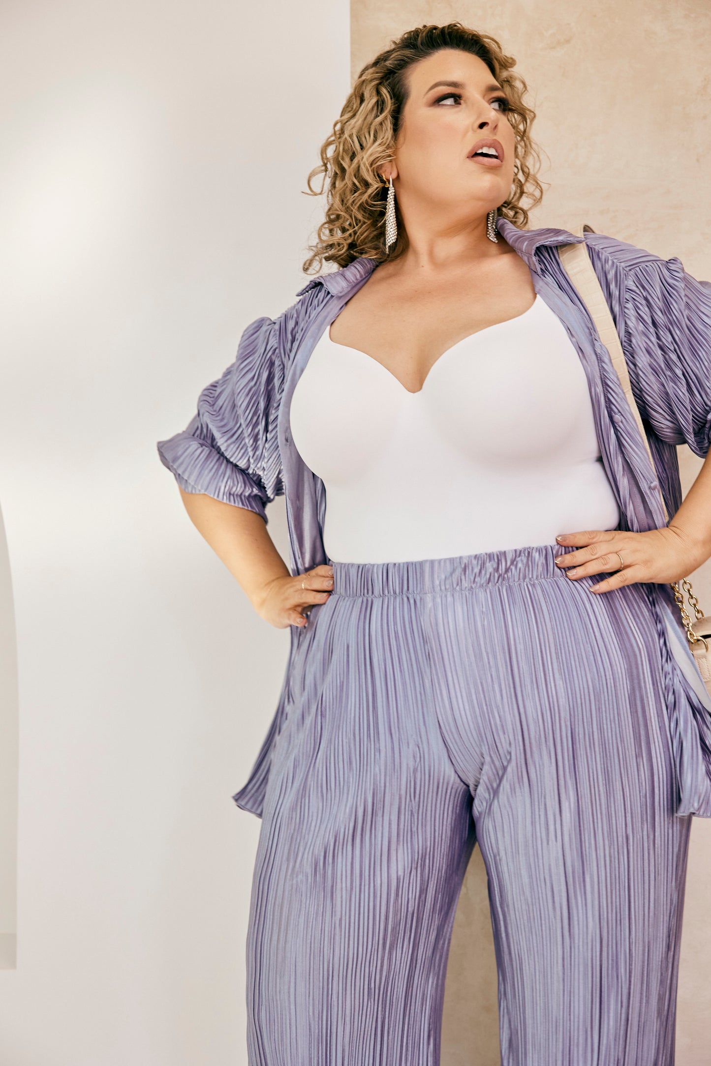 Paula Plisse Pant in Lilac