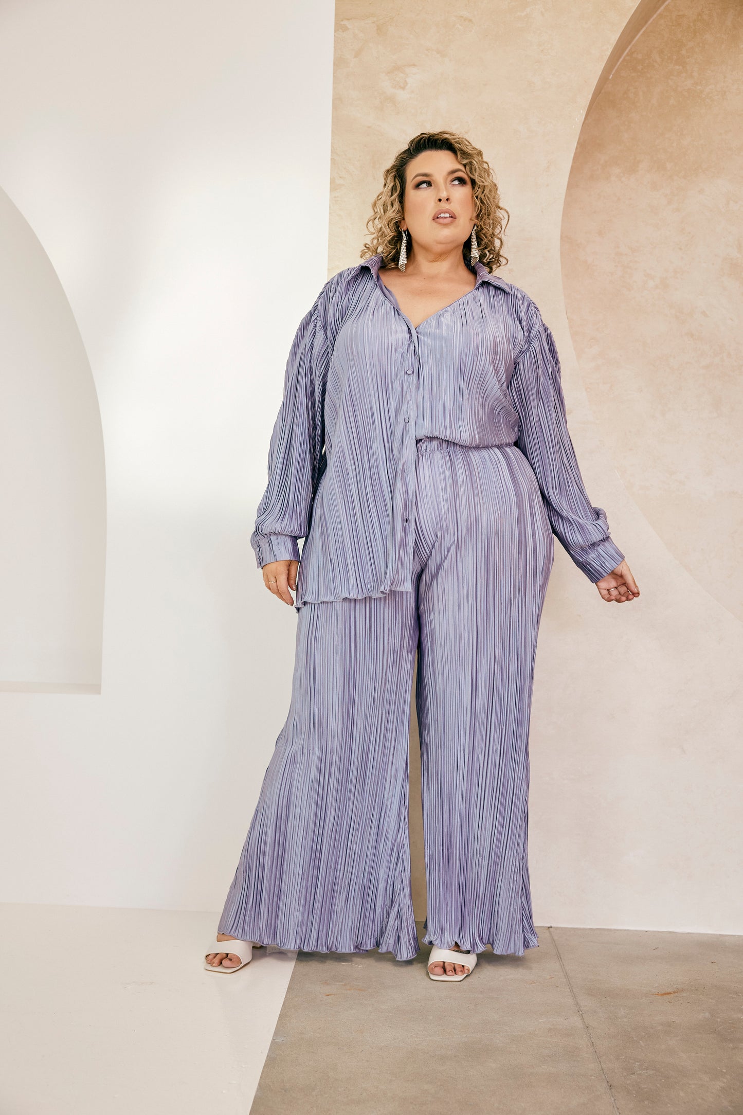 Paula Plisse Pant in Lilac