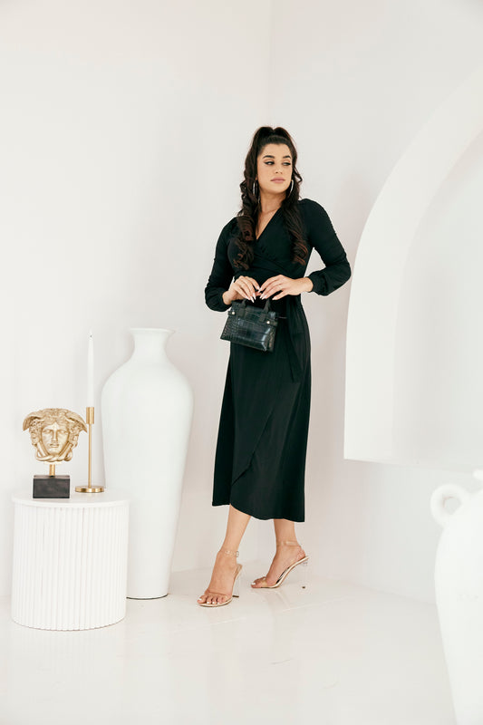 Rachel Wrap Dress in Black