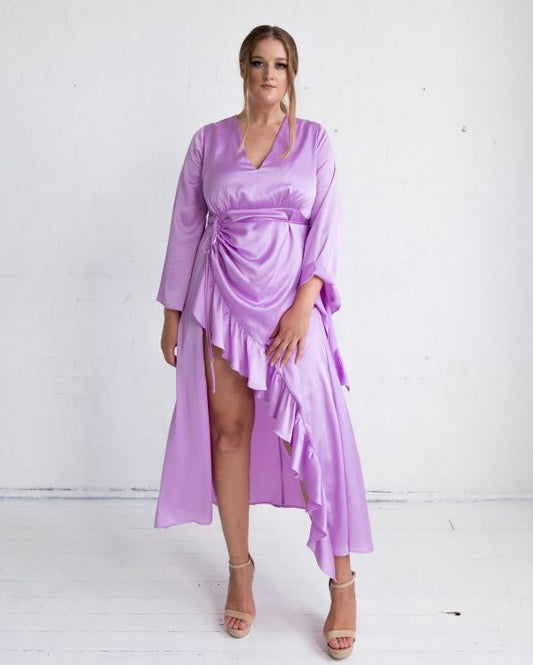 Jasmine Dress (with front ruffle) - Fancy Lilac Colour - FINAL SALE