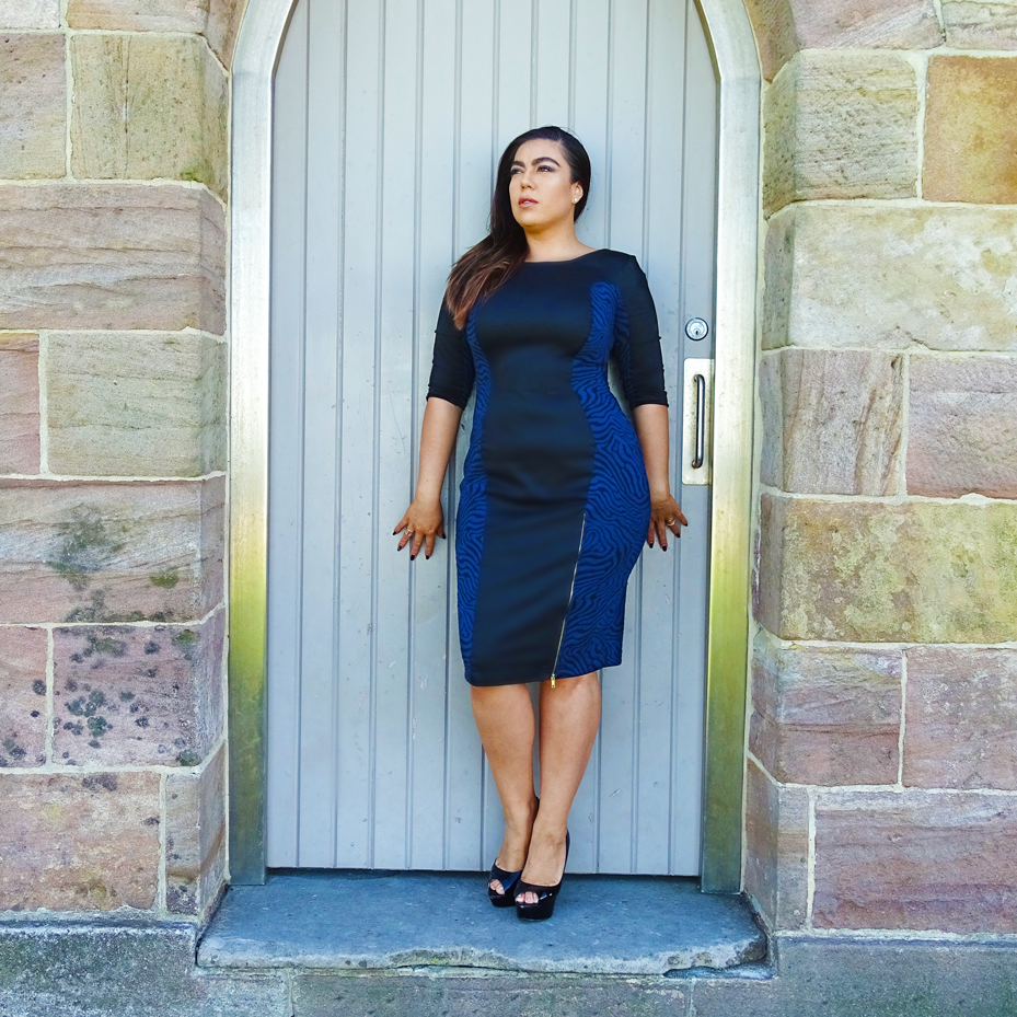 Signature Alessandra Dress - Blue Swirl and Black - FINAL SALE