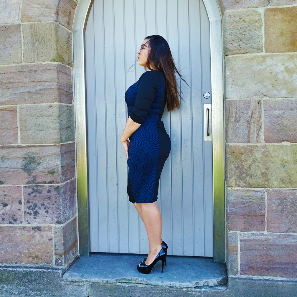 Signature Alessandra Dress - Blue Swirl and Black - FINAL SALE