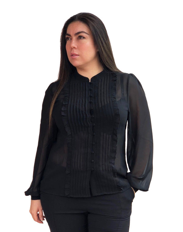 Primrose Pleated Blouse - Black - FINAL SALE