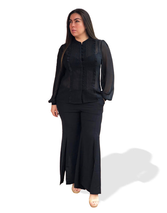 Primrose Pleated Blouse - Black - FINAL SALE