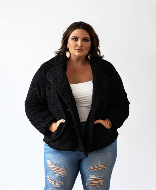 Lux Teddy Coat - Black - FINAL SALE