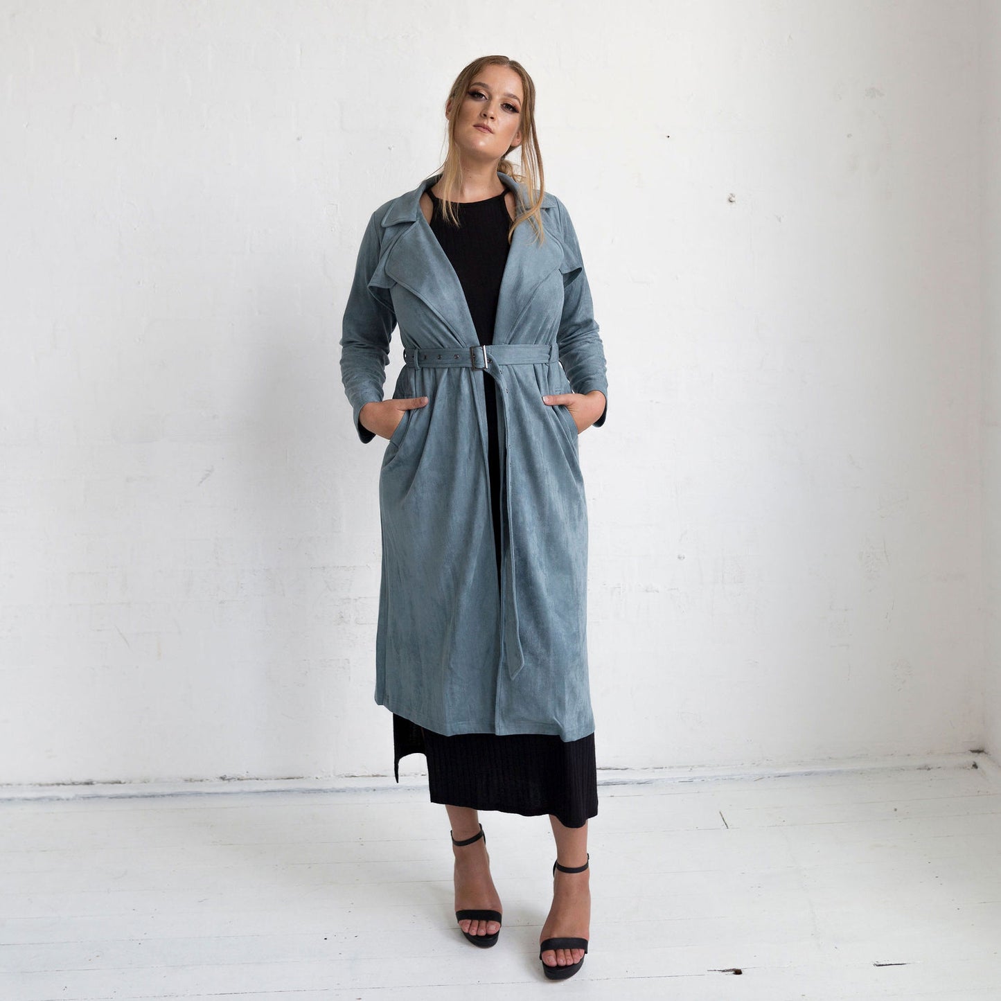 Viola Suede Coat - Blue Grey - FINAL SALE
