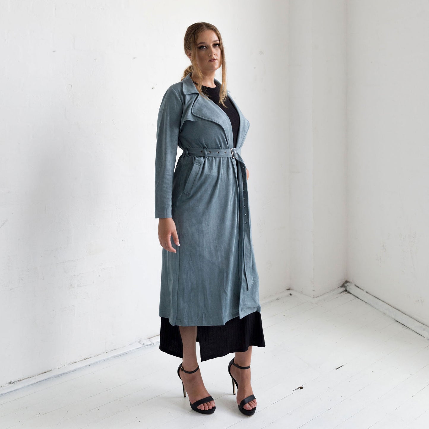 Viola Suede Coat - Blue Grey - FINAL SALE