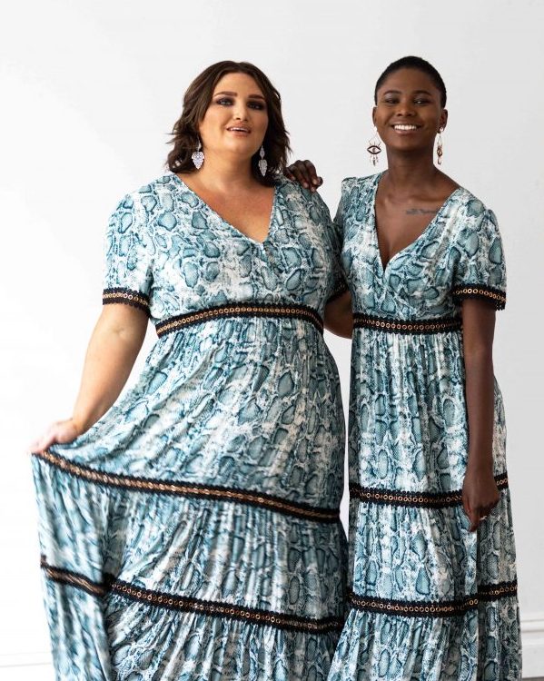 Venice Maxi Dress in Teal Snakeprint