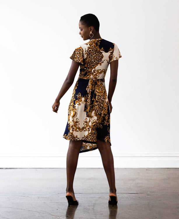 Hollywood Wrap Dress - Baroque Print - FINAL SALE