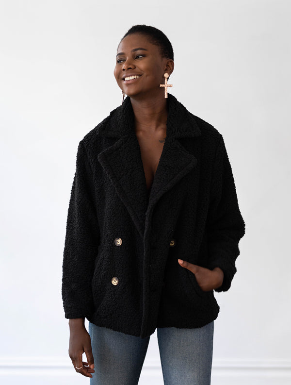 Lux Teddy Coat - Black - FINAL SALE