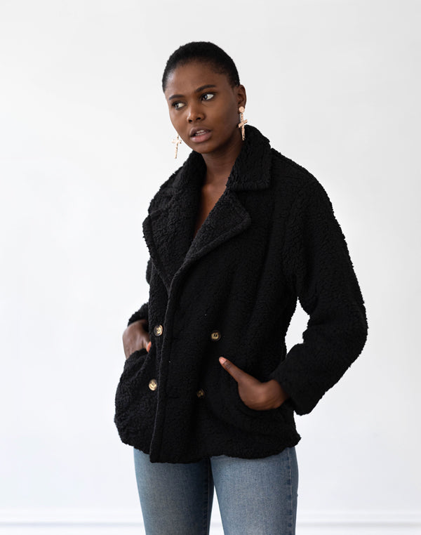 Lux Teddy Coat - Black - FINAL SALE