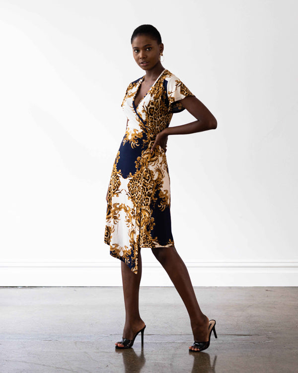 Hollywood Wrap Dress - Baroque Print - FINAL SALE