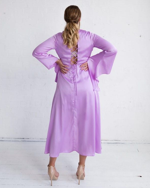 Jasmine Dress (with front ruffle) - Fancy Lilac Colour - FINAL SALE