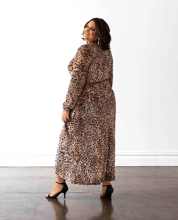 Vancouver Wrap Dress - Velvet Cheetah Print - FINAL SALE