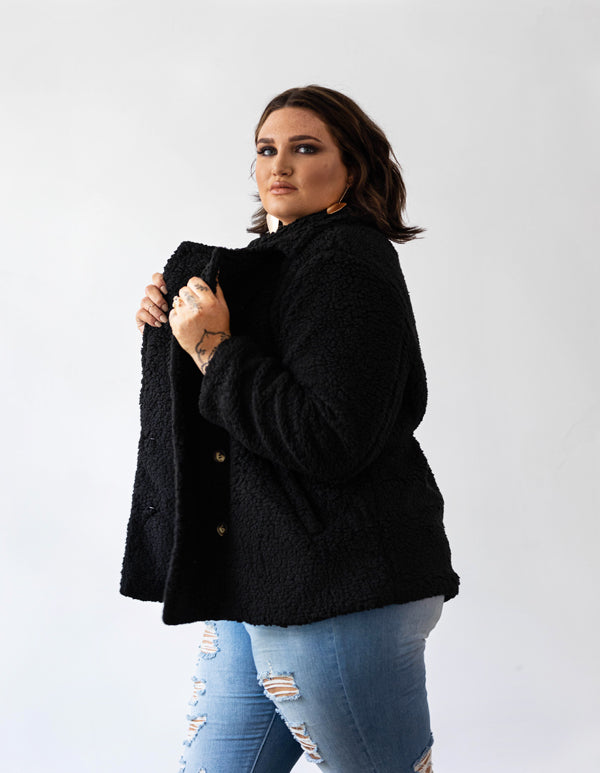 Plus size teddy outlet coat black