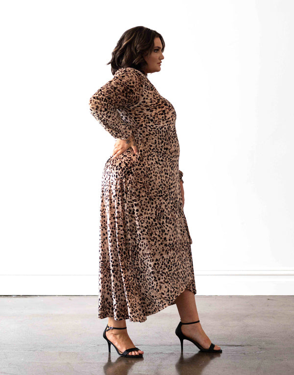Vancouver Wrap Dress - Velvet Cheetah Print - FINAL SALE