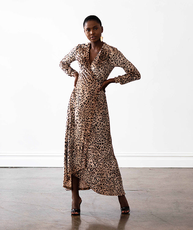 Vancouver Wrap Dress - Velvet Cheetah Print - FINAL SALE