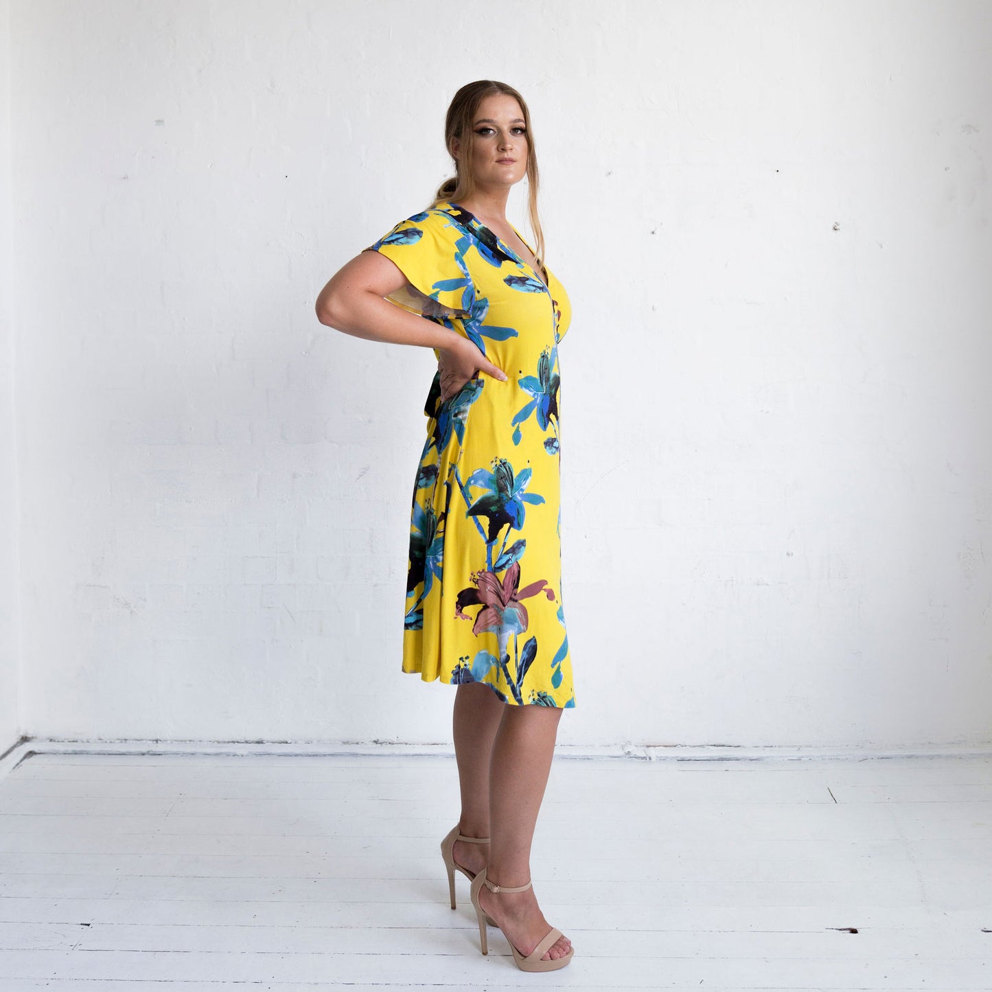 Hollywood Wrap Dress - Yellow Floral Print - FINAL SALE