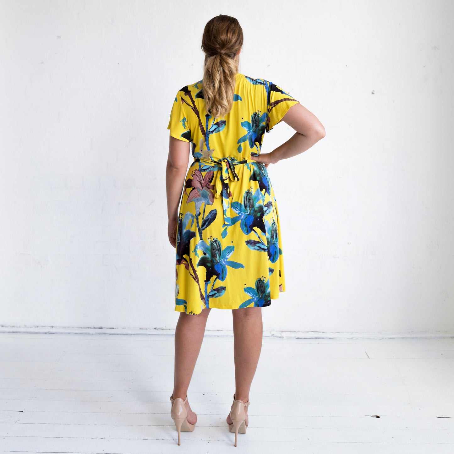 Hollywood Wrap Dress - Yellow Floral Print - FINAL SALE