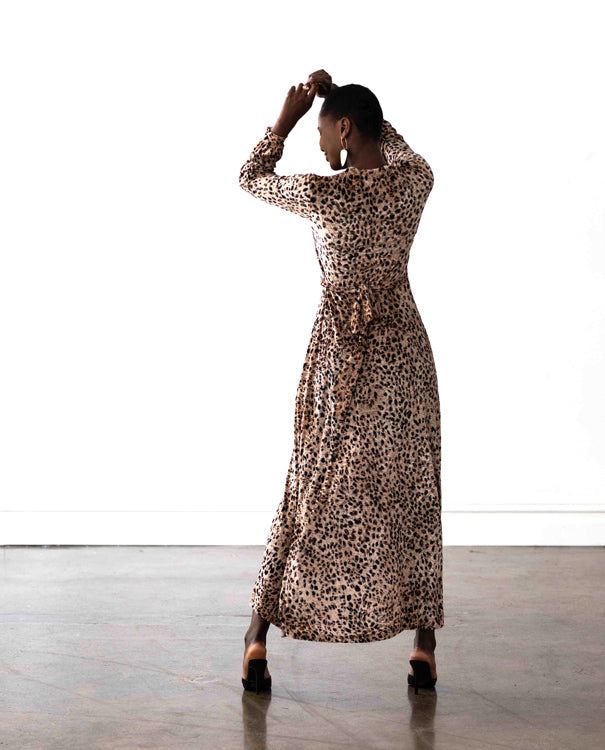 Vancouver Wrap Dress - Velvet Cheetah Print - FINAL SALE