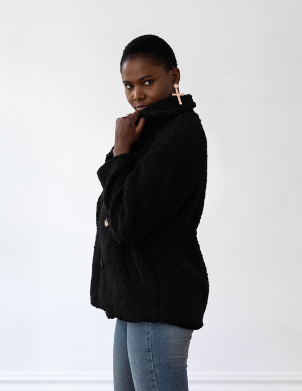 Black teddy cheap coat sale